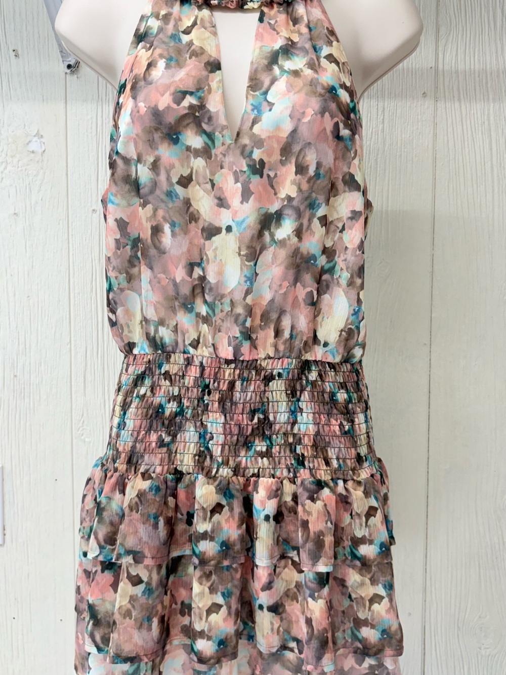 Tart Halter Mini Dress in Blush Multi Floral - Small